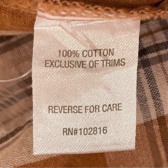 NWOT Garnet Hill Essential Boyfriend Brown Plaid Button Front Shirt - Size 12 - Picture 8 of 12